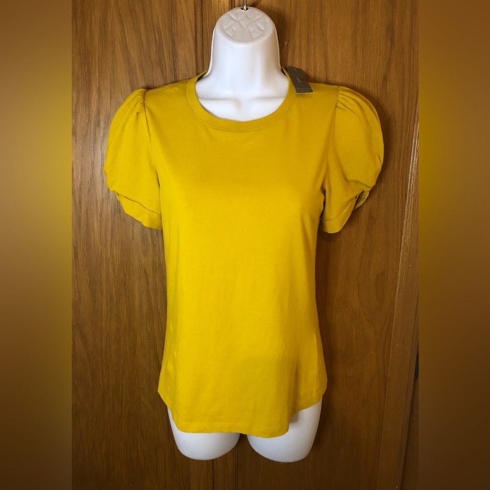 J Crew Top Size XS NWT Romantic Puffy Sleeve Yellow Cottagecore